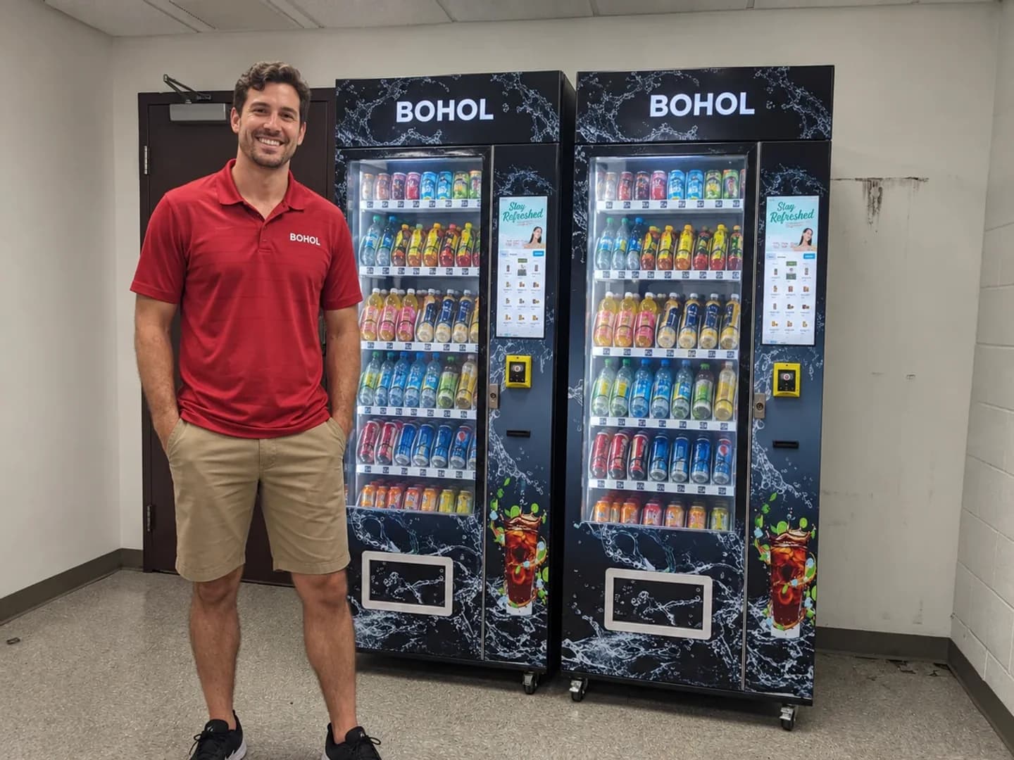 AI-generated BOHOL vending application concept: Everyday drinks at the workplace.