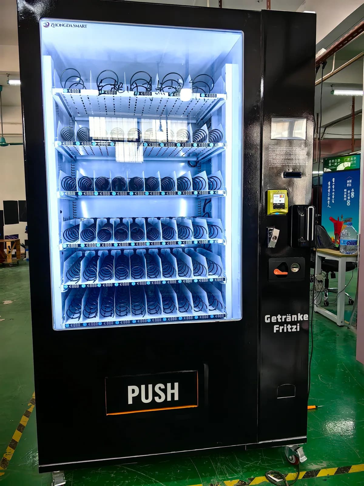 Technician access areas used to plan preventive maintenance for a commercial vending machine