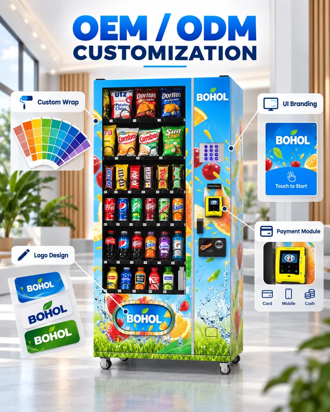 Blue Snack & Drink Vending Machine detail 1