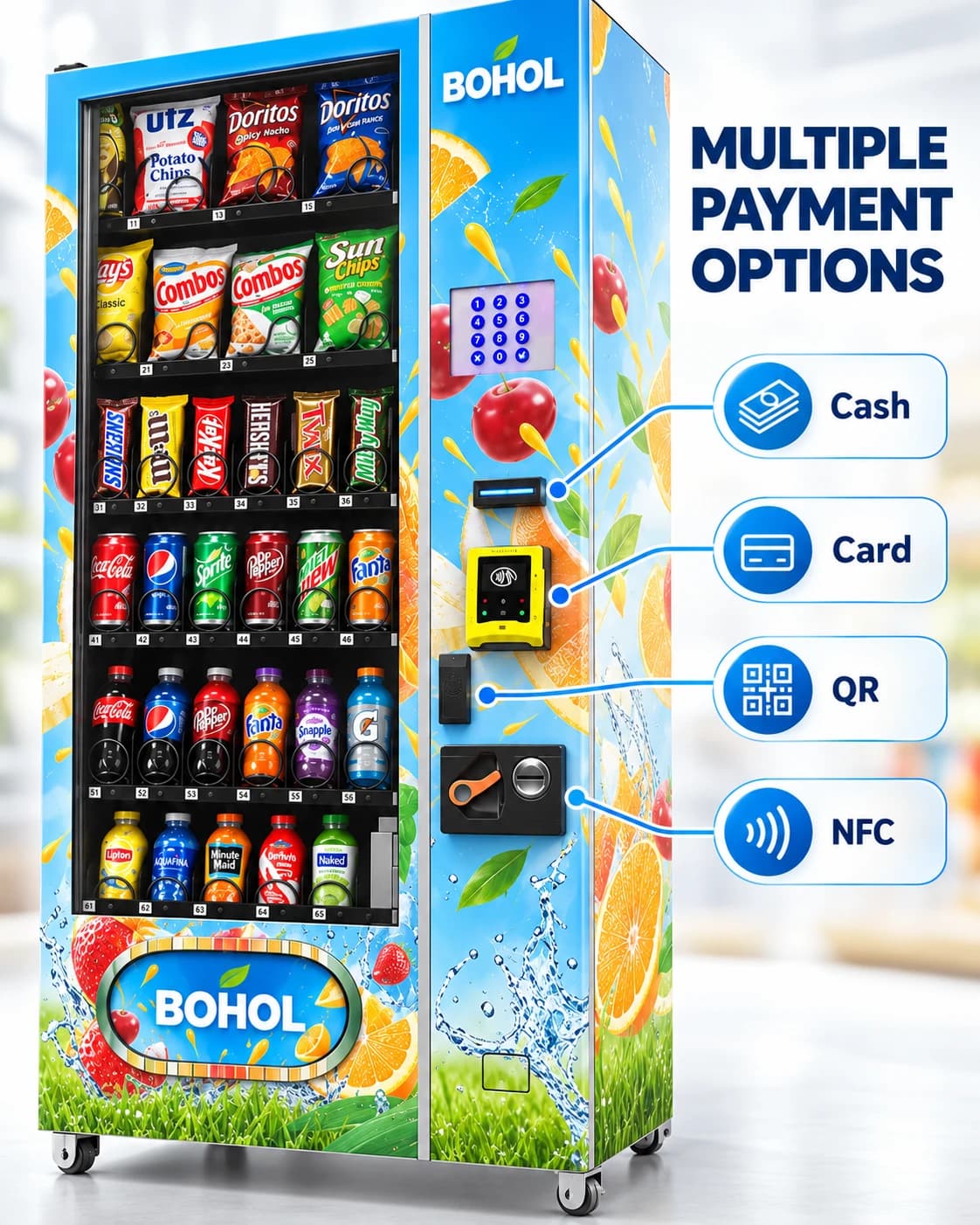 Blue Snack & Drink Vending Machine: Product-fit engineering
