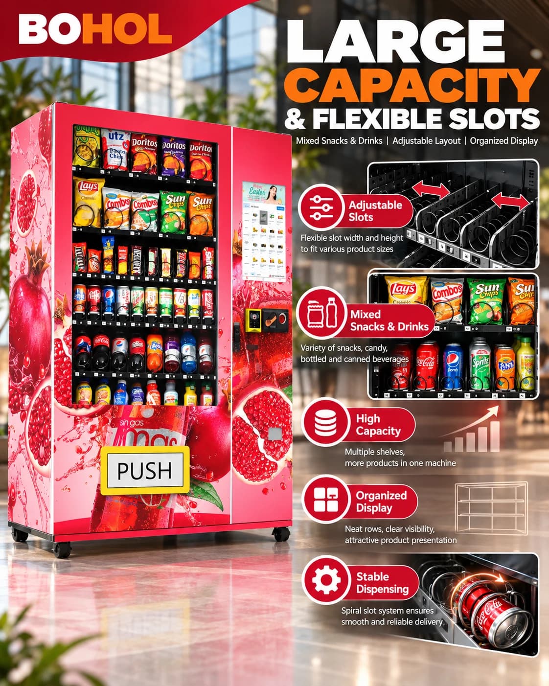 Custom Branded Refrigerated Vending Machine: Full-cabinet brand presentation