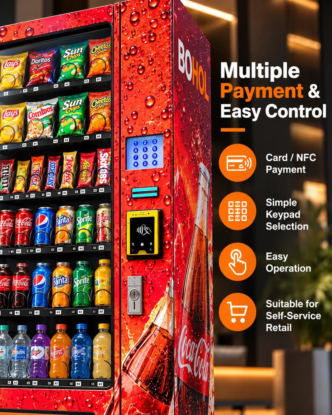 7-Inch Mini Snack and Drink Vending Machine: Adjustable spiral channels